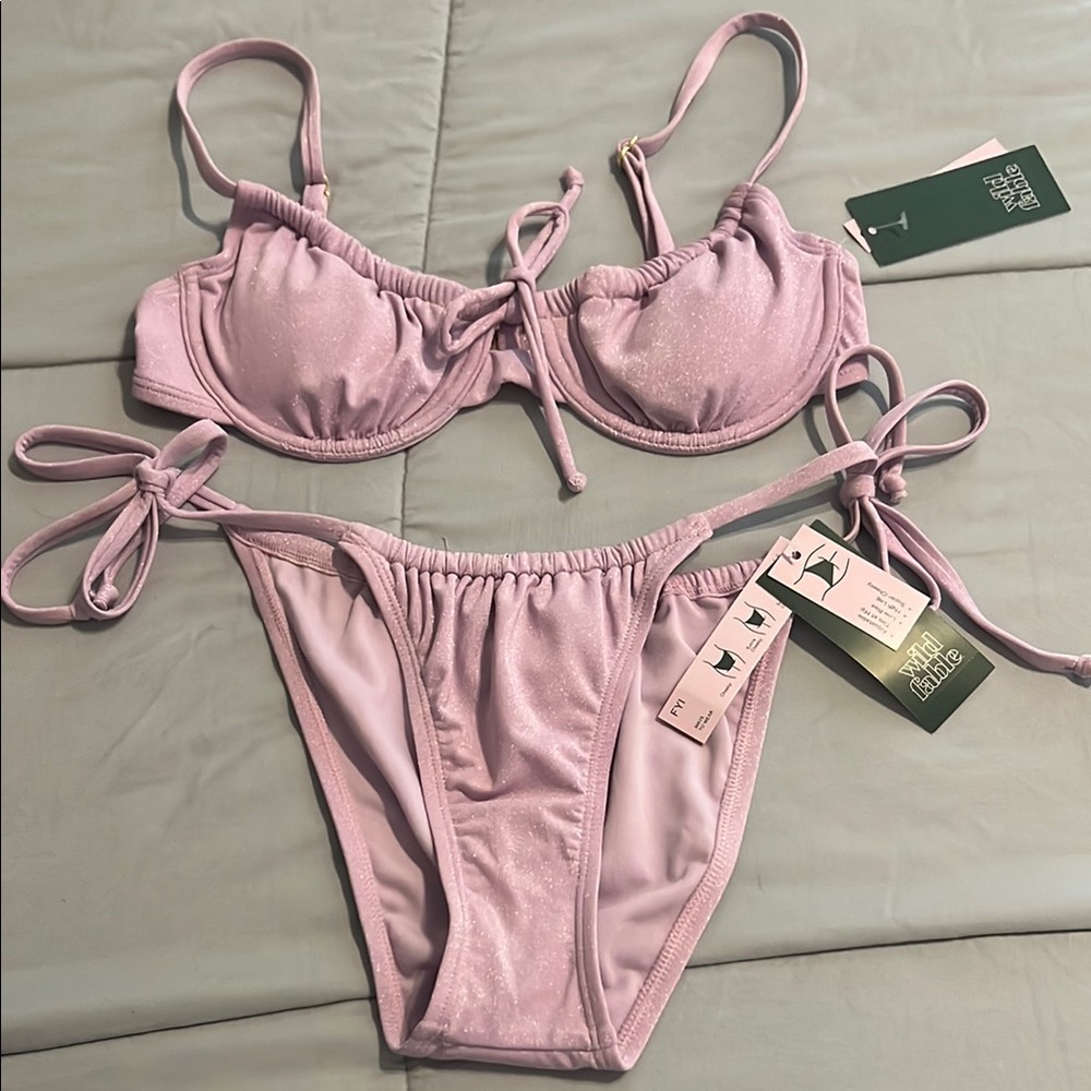 Wild Fable Purple Bikini Set with Adjustable Straps & Removable pads Size XS NWT